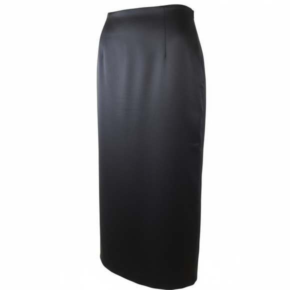 Kathryn Lyndsey Plus Size Full Length Black Satin Skirt - Picture 1 of 8